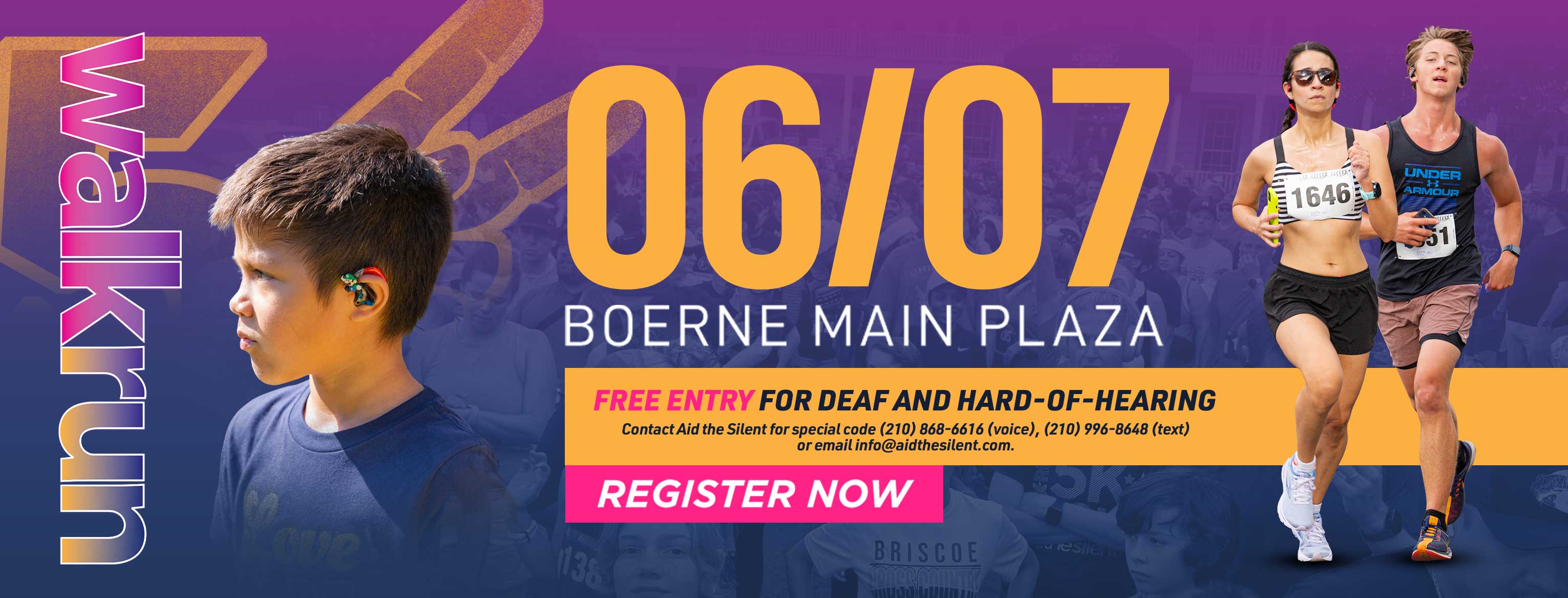 Walk/Run Aid The Silent 5K at Boerne Main Plaze, June 7, 2025  - Free Entry for Deaf and HOH